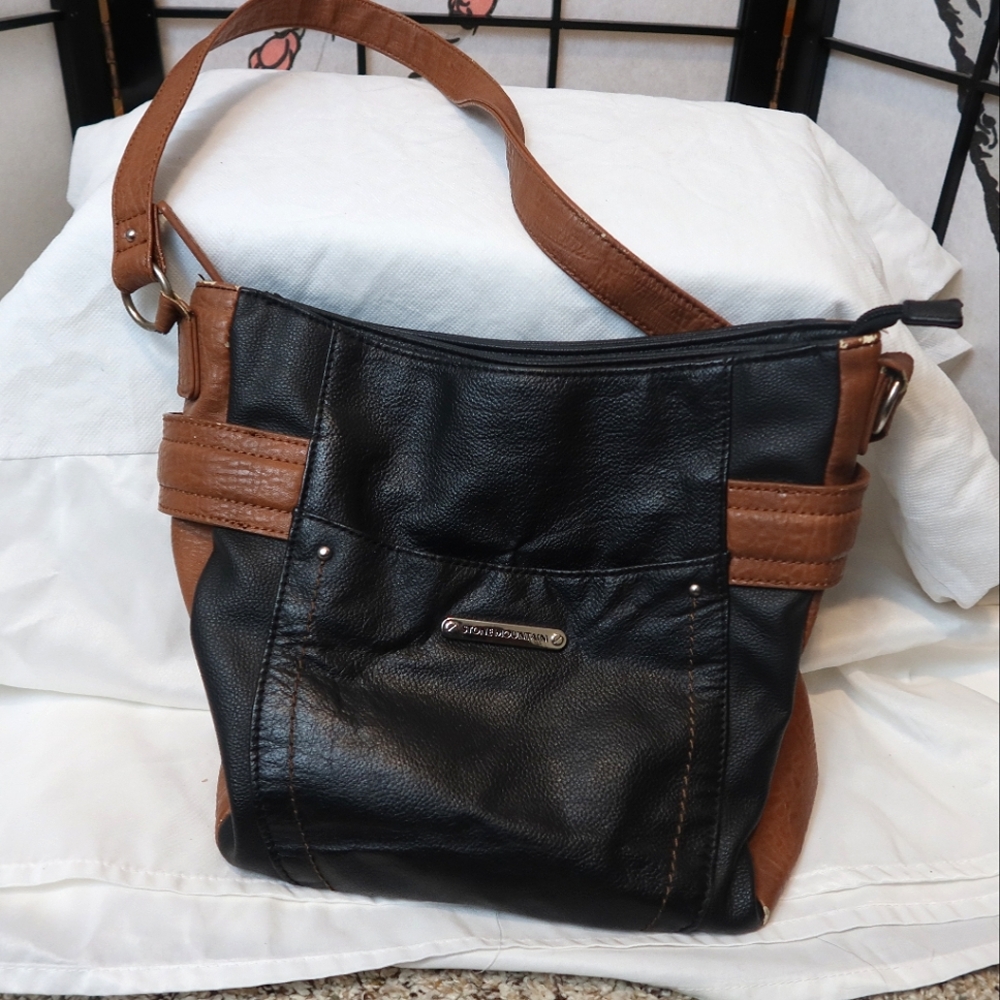 STONE MOUNTAIN Black and Brown Shoulder Bag Purse